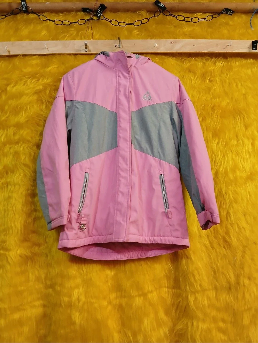 Gerry Girls L 14/16 Pink Gray Hooded Insulated Winter Jacket Coat Full Zip